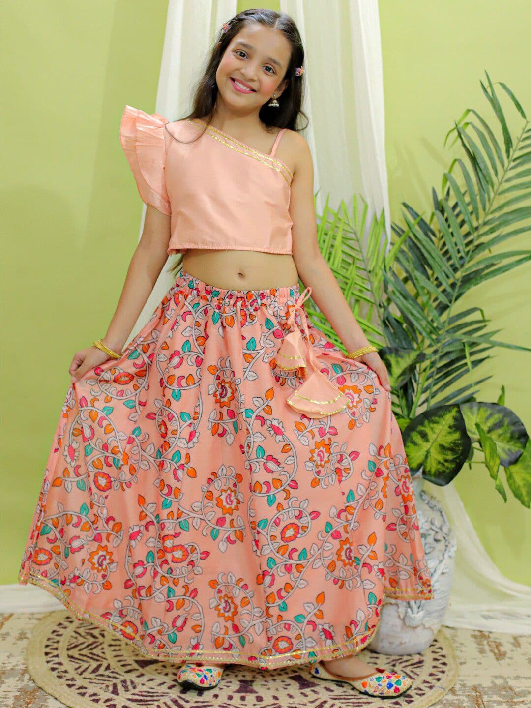 BownBee Girls One Shoulder Ready to Wear Lehenga & Blouse - view 1