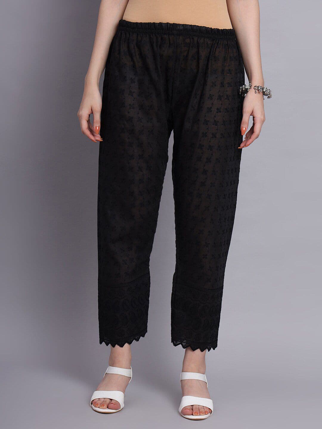 Vastraa Fusion Floral Embroidered Flared Ethnic Palazzos - view 1