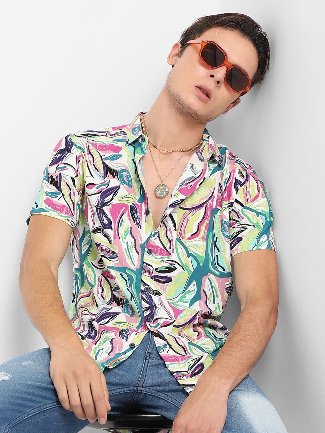 CAHOOT Classic Abstract Printed Spread Collar Casual Shirt - view 1