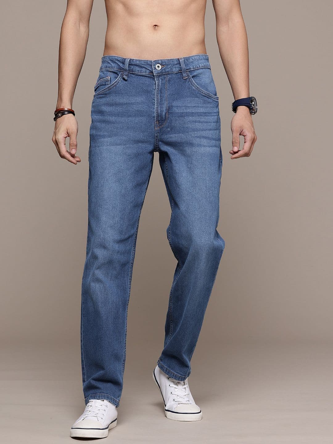 The Roadster Life Co. Men Straight Fit Light Fade Stretchable Jeans - view 1
