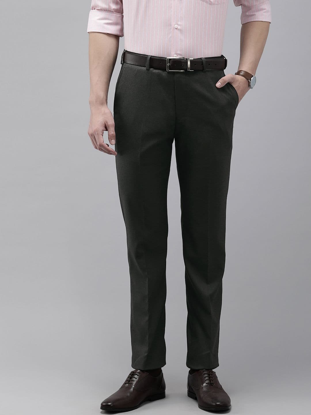 Park Avenue Men Solid Smart Fit Mid-Rise Formal Trousers - view 1