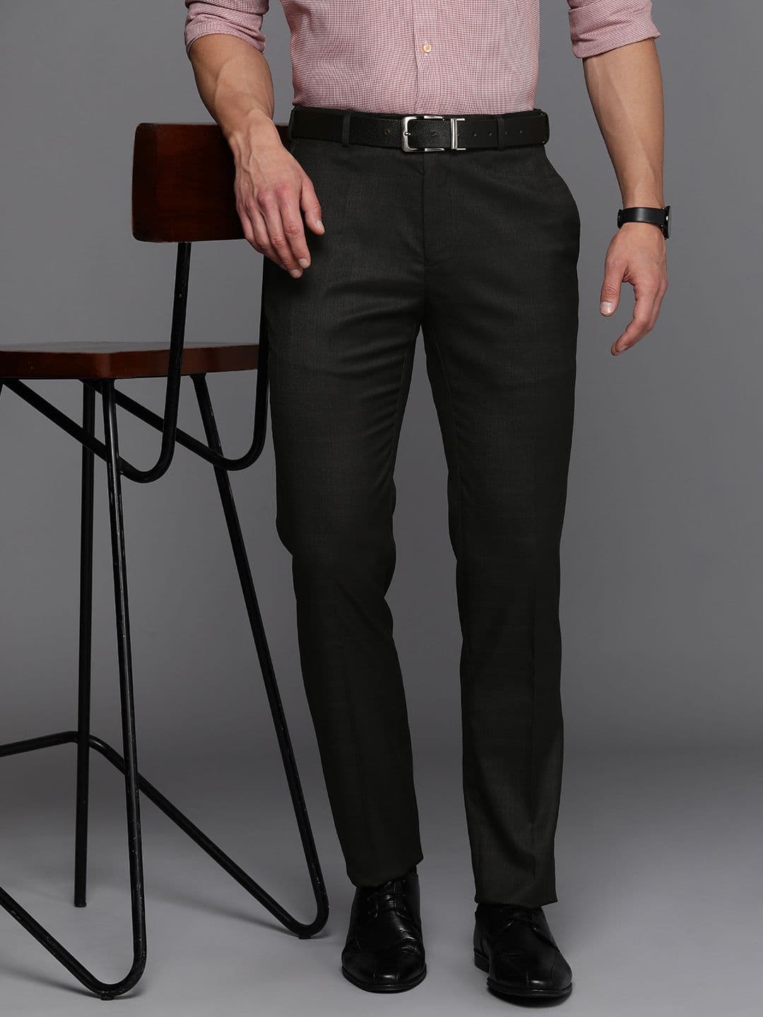Raymond Men Mid-Rise Slim Fit Checked Formal Trousers - view 1