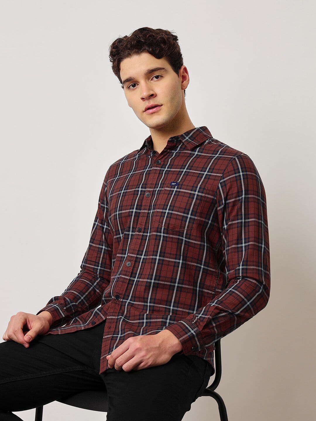 Lee Slim Fit Tartan Checked Twill Cotton Casual Shirt - view 1
