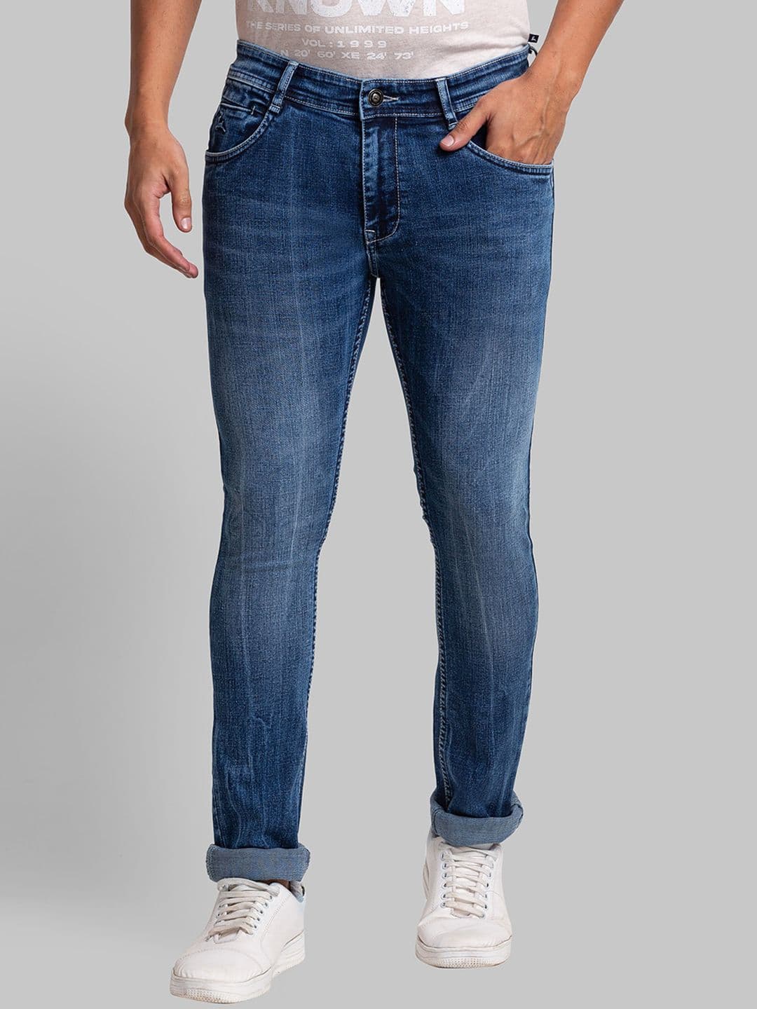 Parx Men Skinny Fit Low-Rise Light Fade Clean Look Jeans - view 1