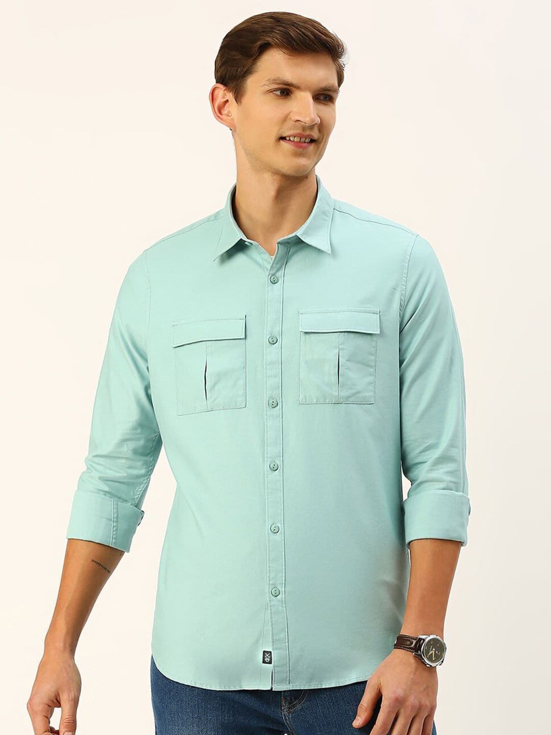Thomas Scott Cotton Twill Classic Slim Fit Opaque Casual Shirt - view 1