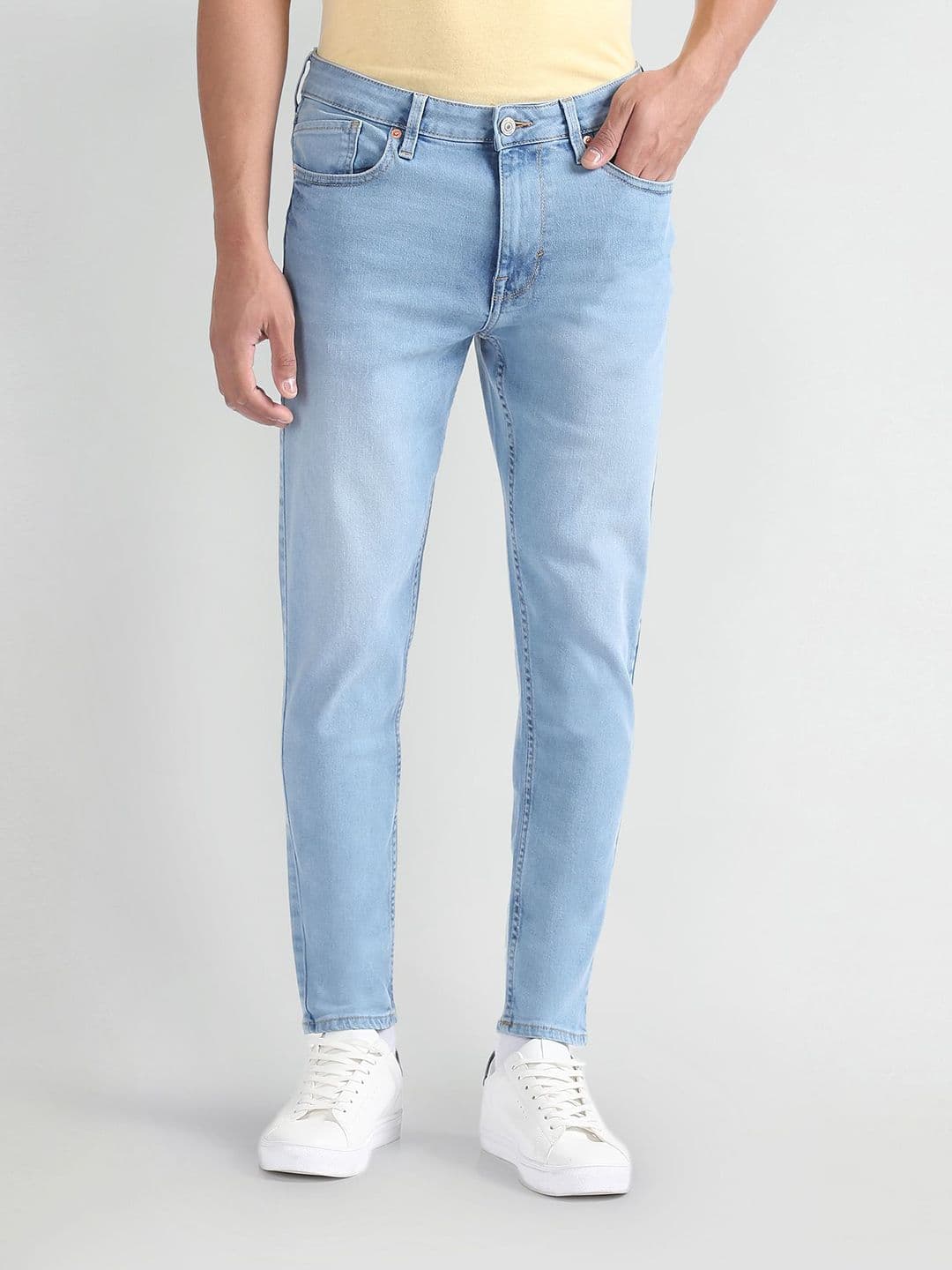 Flying Machine Men Clean Look High-Rise Heavy Fade Stretchable Tapered Fit Jeans - view 1