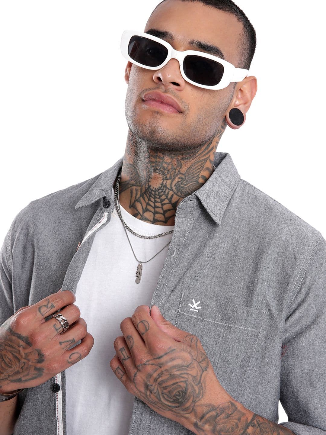 WROGN Men Grey Custom Opaque Casual Shirt - view 1