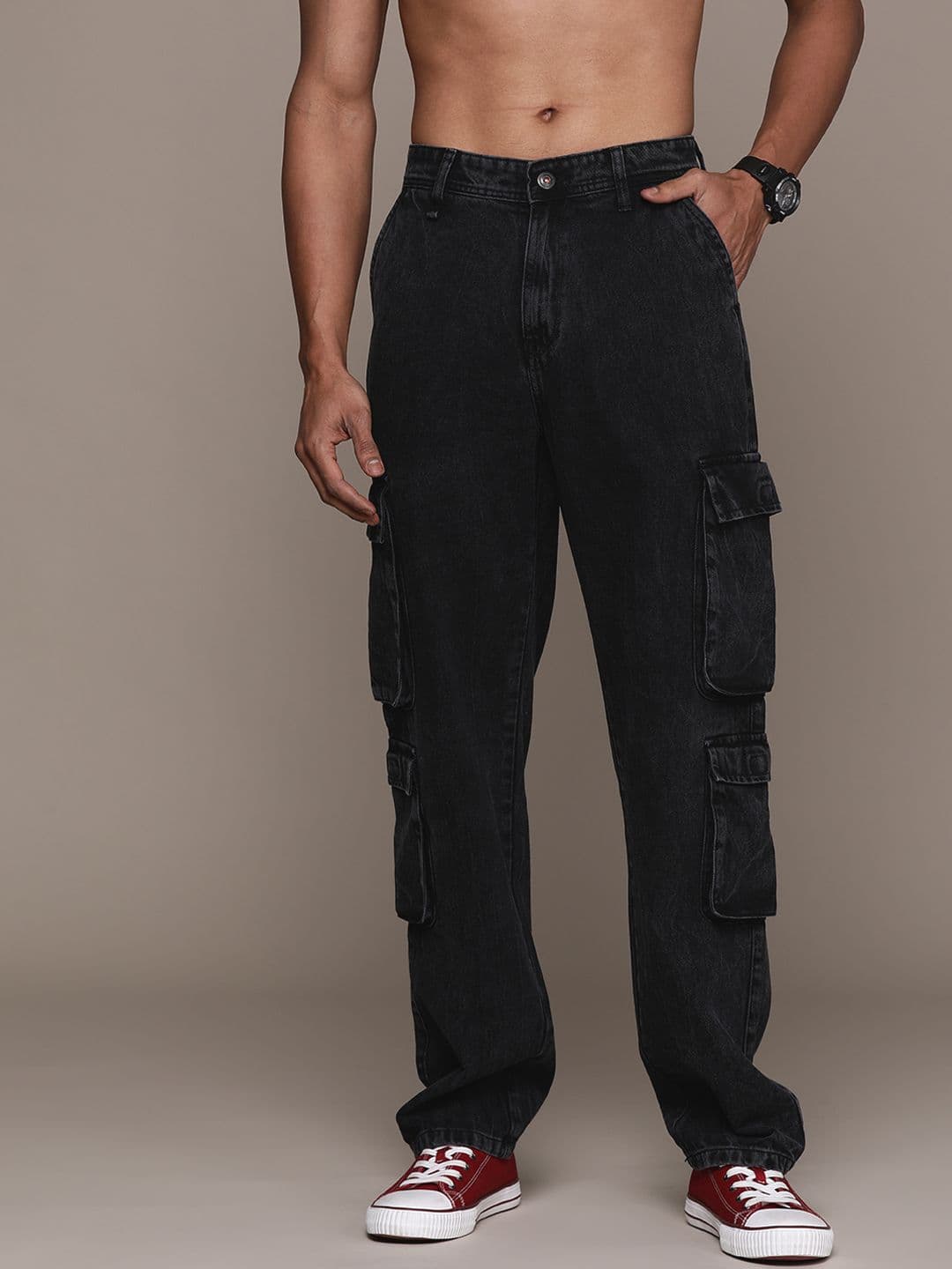 The Roadster Lifestyle Co. Men Straight Fit Pure Cotton Cargo Jeans - view 1
