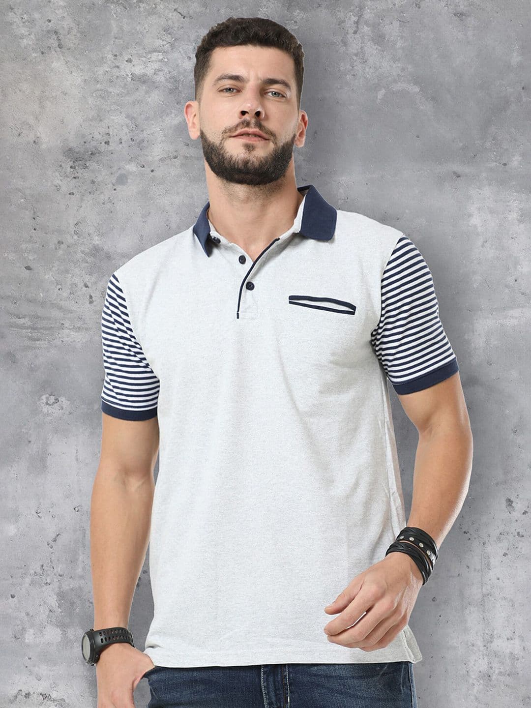 fanideaz Colourblocked Polo Collar Pocket Cotton T-Shirt - view 1
