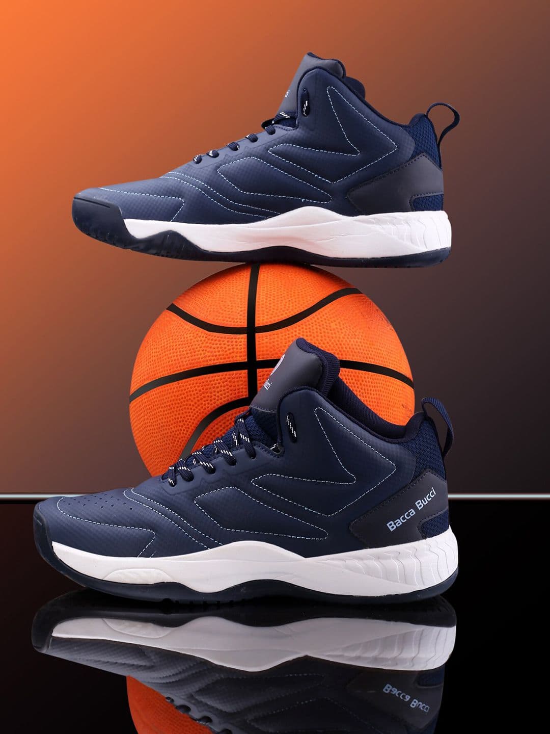 bacca bucci Men Blue Courtflex Adaptive Cushioning Basketball Mesh Shoes - view 1