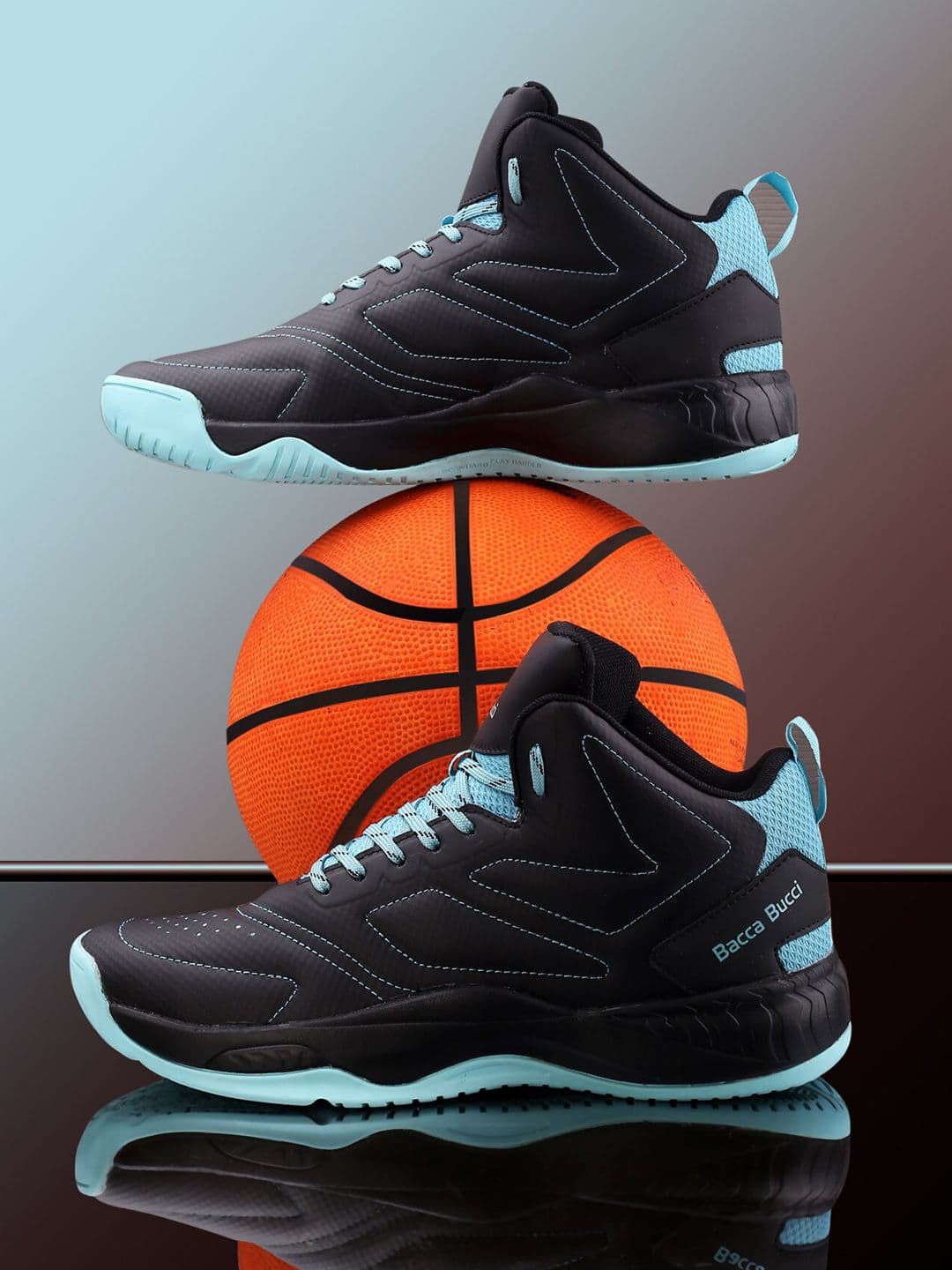 bacca bucci Men Black Courtflex Mid-Top Basketball Mesh Shoes - view 1