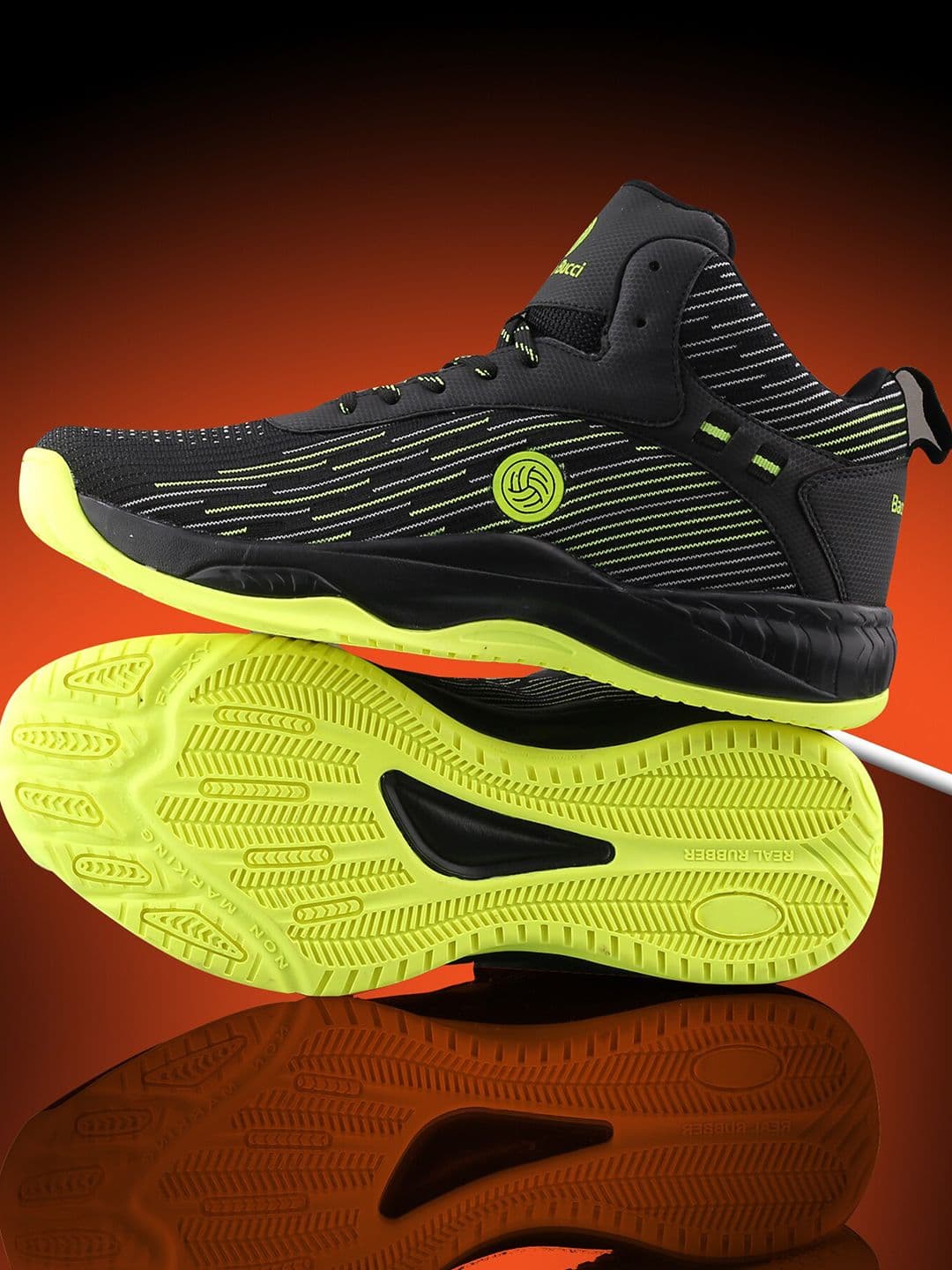 bacca bucci Men Black Weave X Mid-Top Basketball Mesh Shoes - view 1