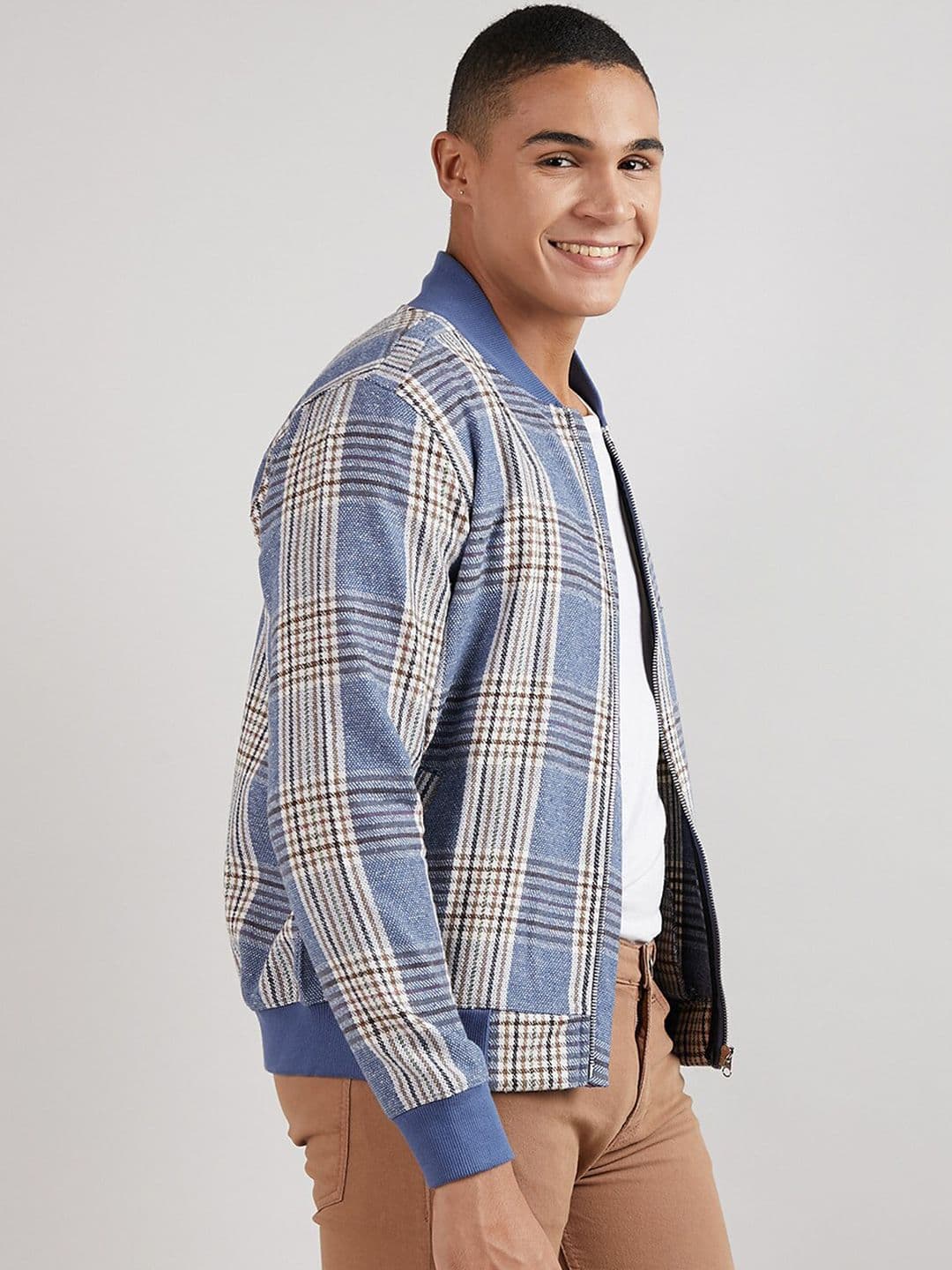 CAHOOT Campus Sutra Checked Windcheater Cotton Bomber Jacket - view 1
