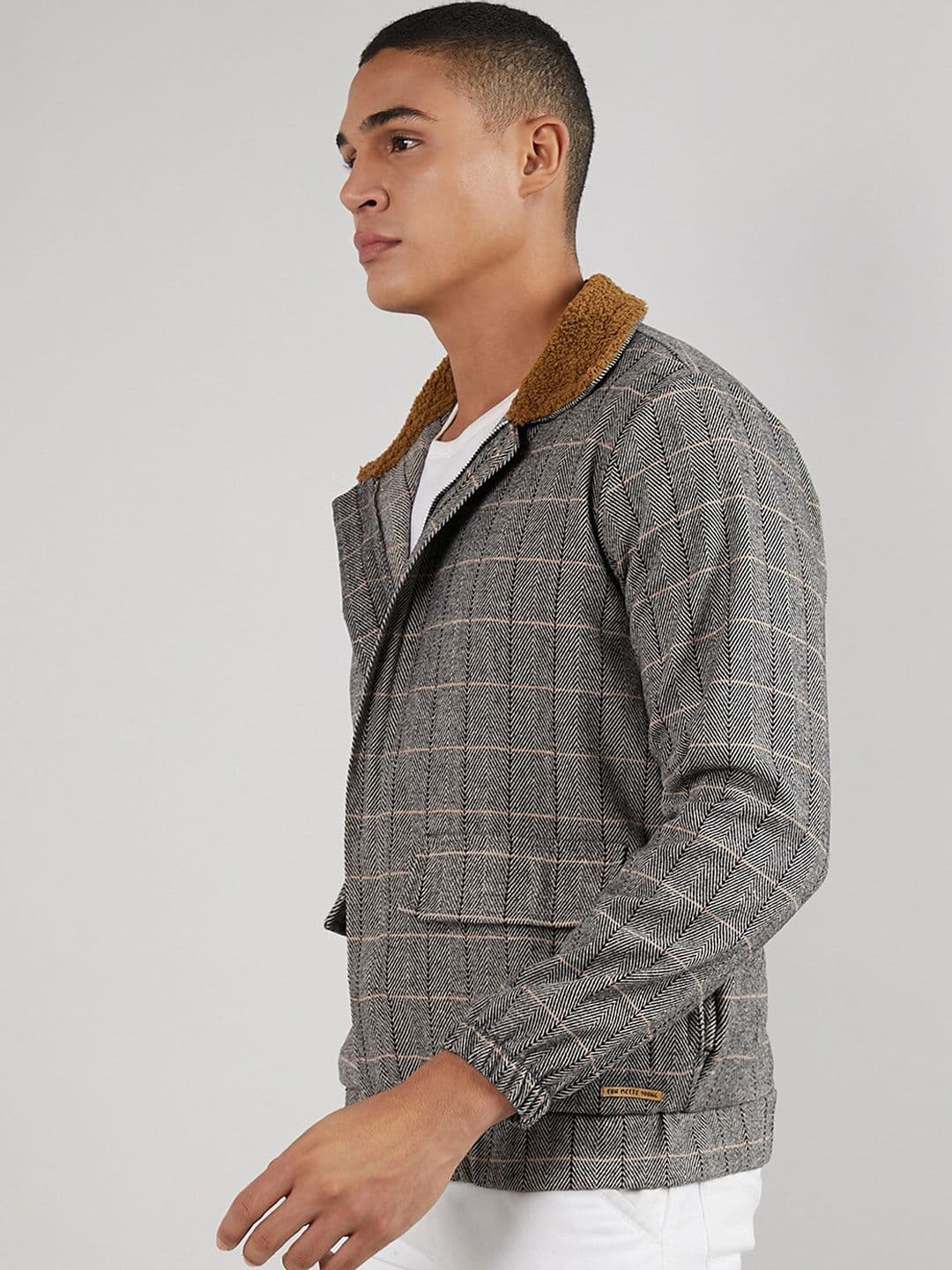 CAHOOT Winter Wear Geometric Printed Windcheater Cotton Tailored Jacket - view 1