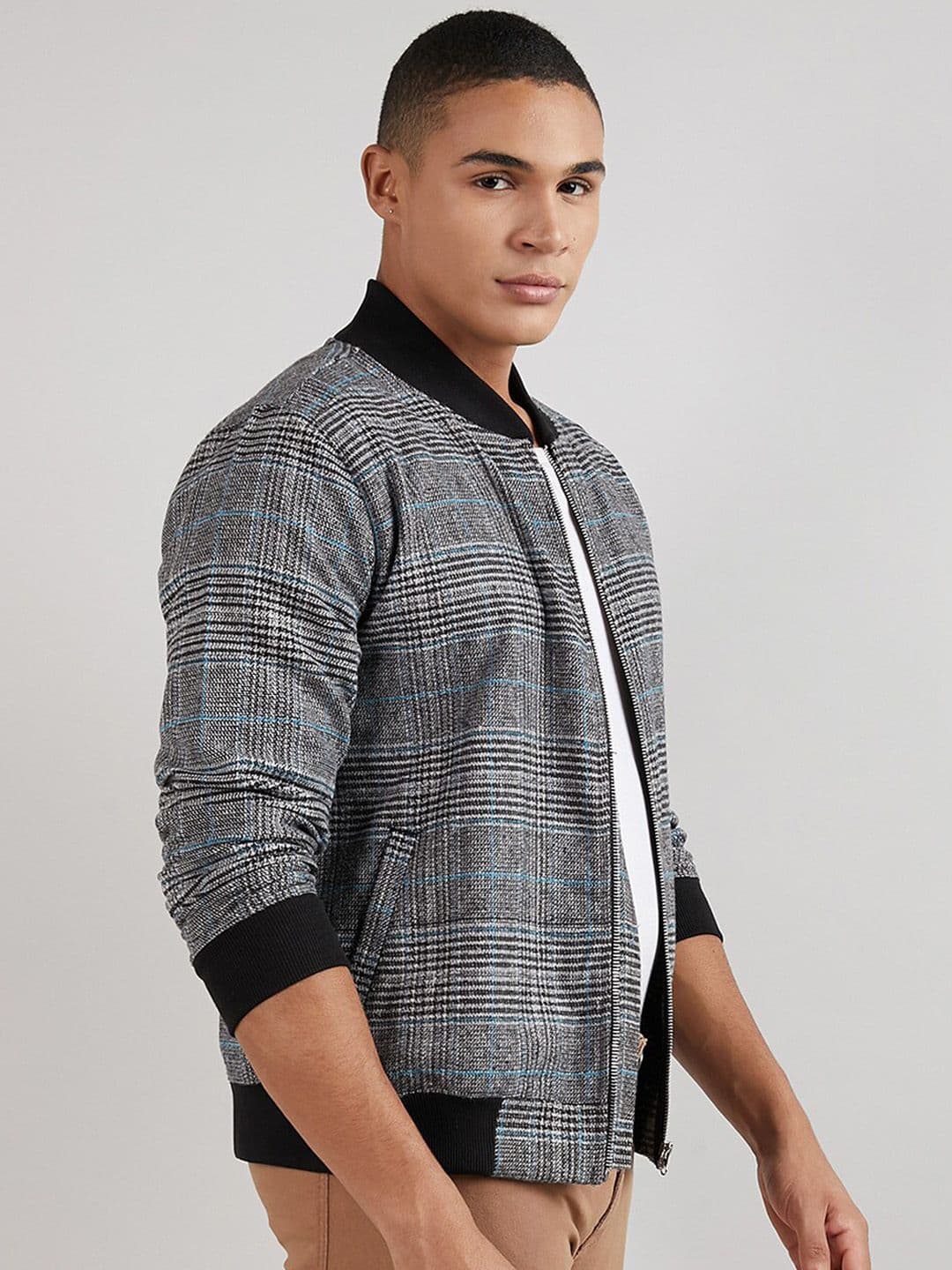 CAHOOT Checked Mock Collar Windcheater Cotton Bomber Jacket - view 1