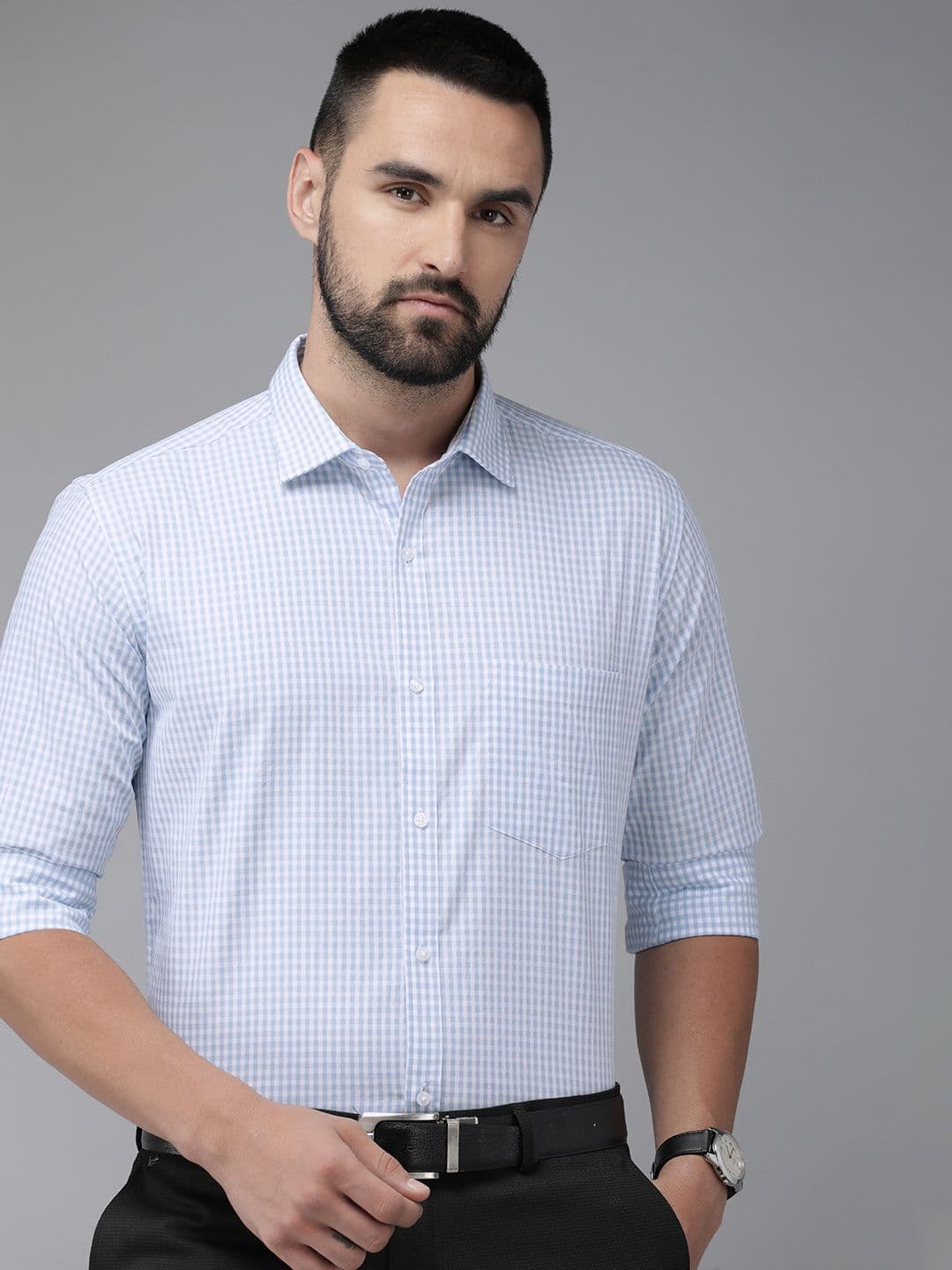 Park Avenue Pure Cotton Self Design Slim Fit Textured Formal Shirt