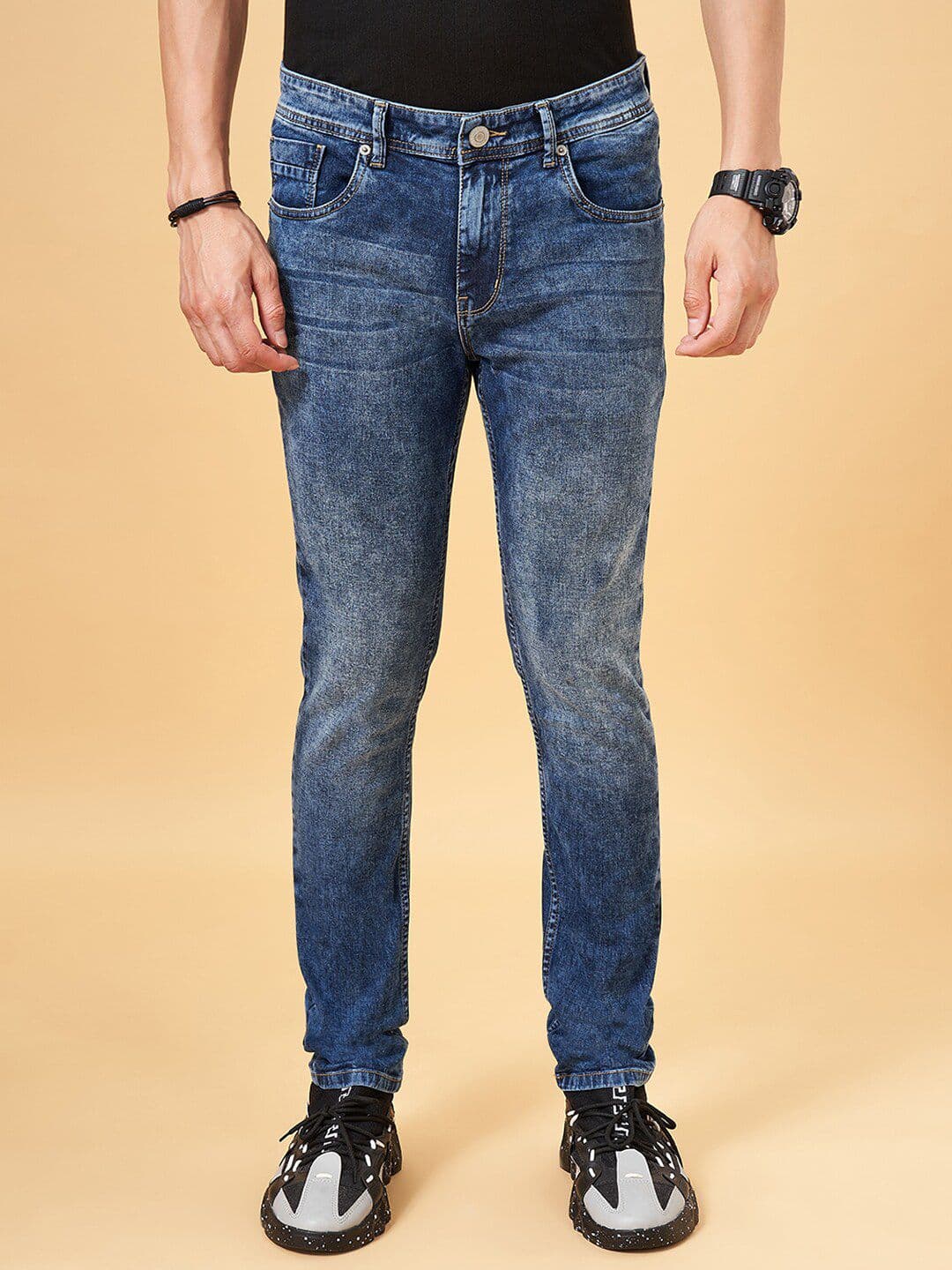 People Men Slim Fit Heavy Fade Clean Look Stretchable Jeans - view 1
