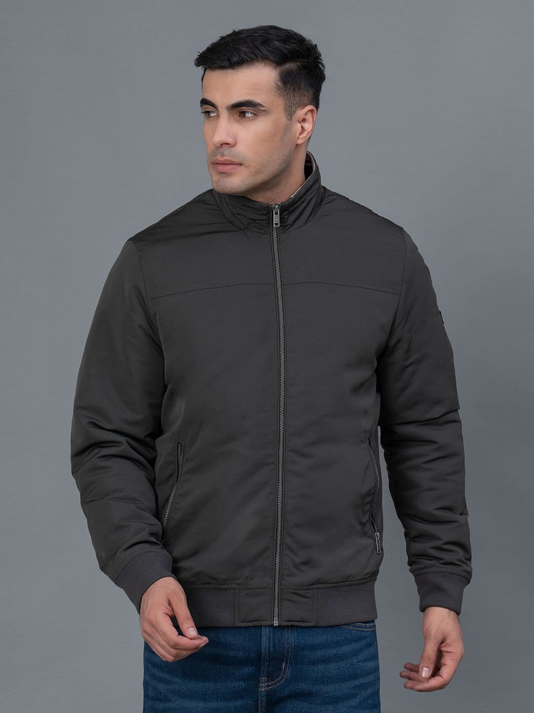 Red Tape Mock Collar Bomber Jacket - view 1
