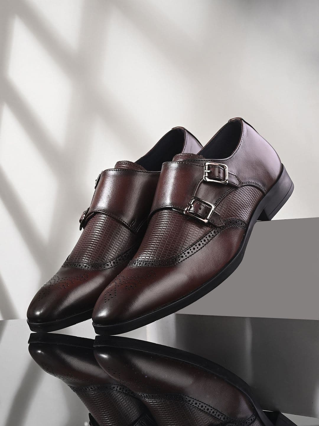 San Frissco Men Textured Leather Formal Double Monk Shoes - view 1