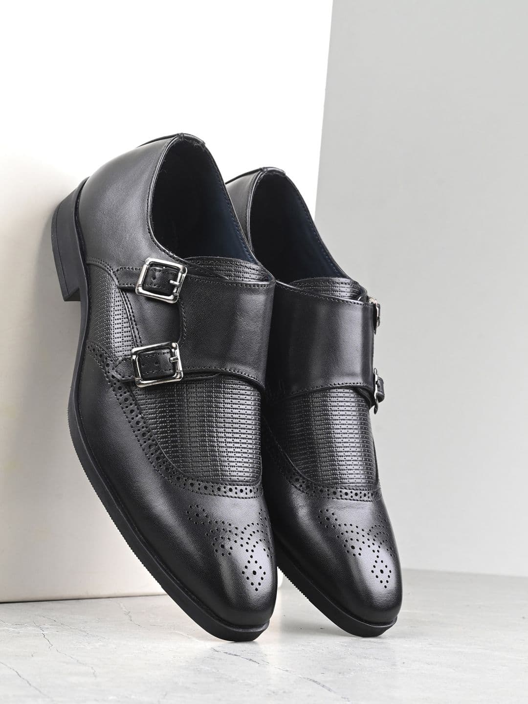 San Frissco Men Textured Leather Formal Monk Shoes - view 1