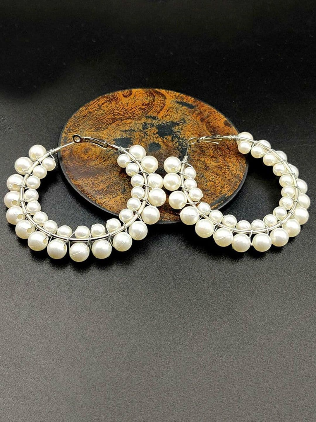 VAGHBHATT Pearl Beaded Hoop Bali Earrings - view 1