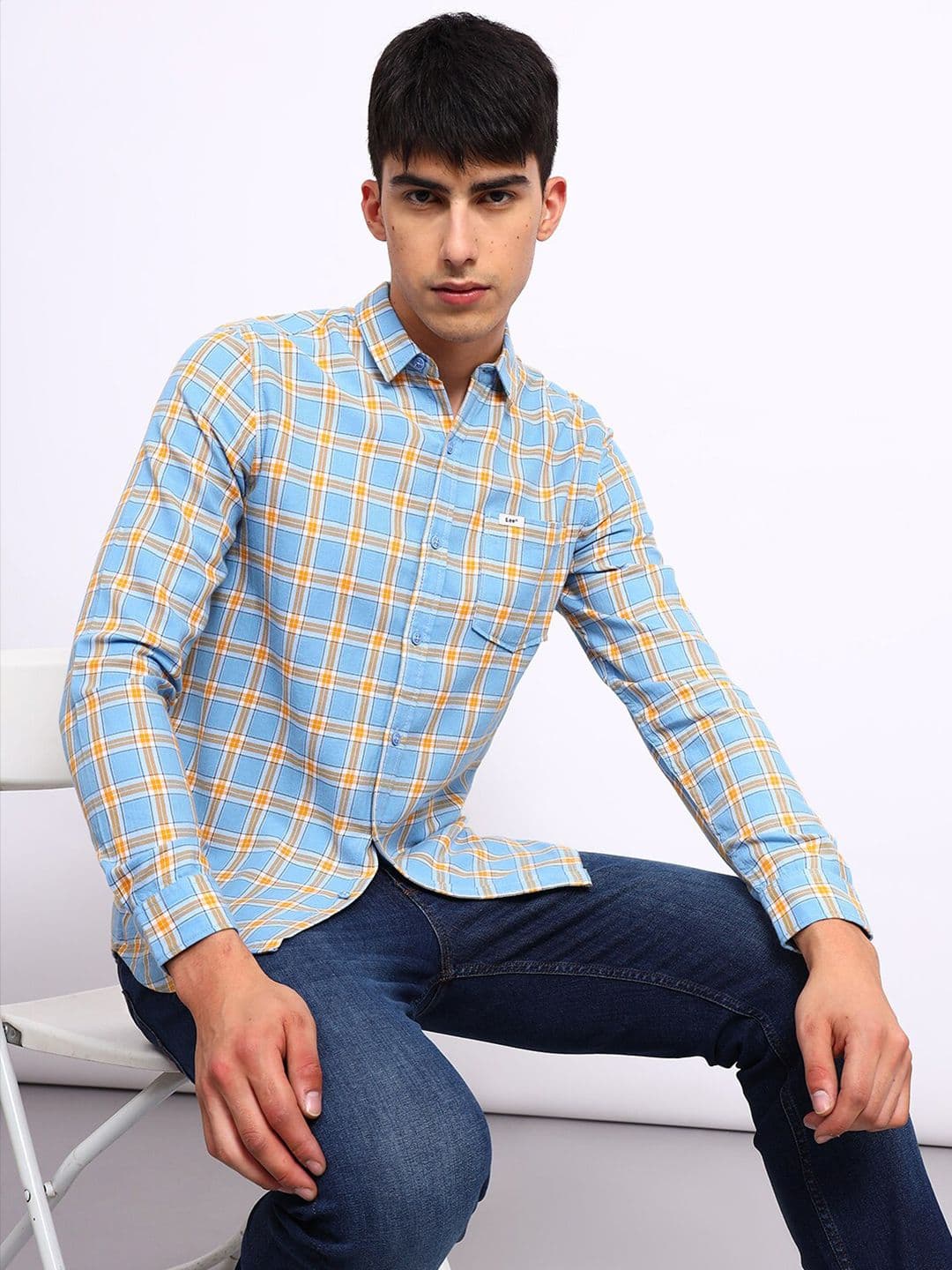 Lee Slim Fit Checked Twill Cotton Casual Shirt - view 1