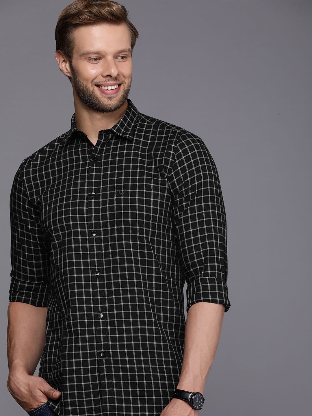Allen Solly Modern Slim Fit Pure Cotton Checked Casual Shirt - view 1
