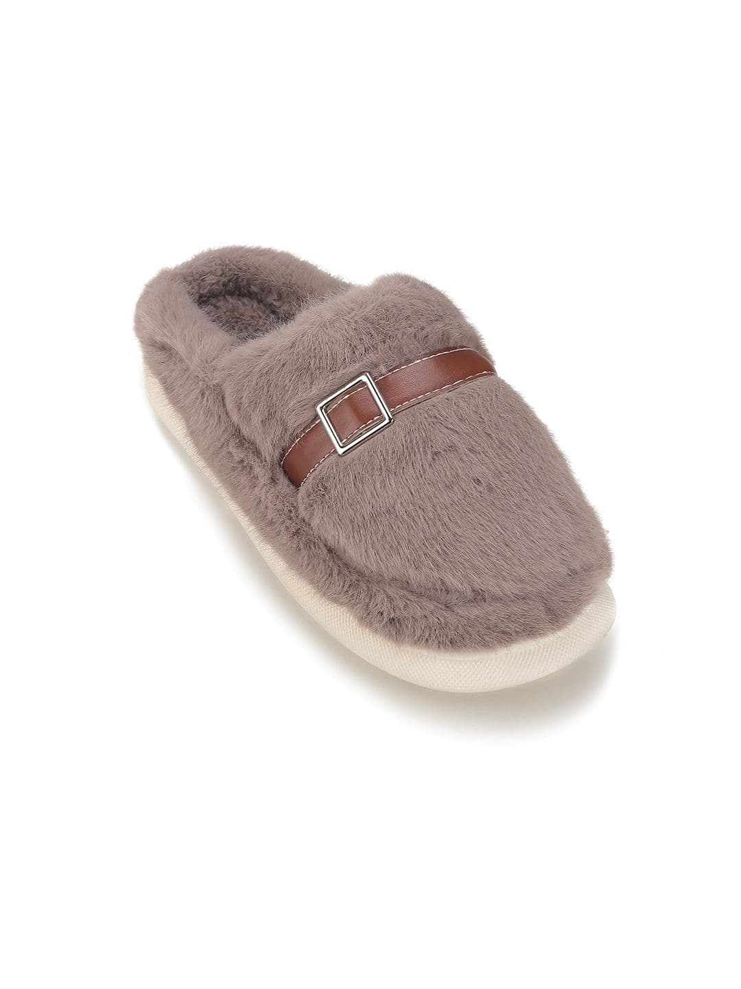 CASSIEY Men Winter Comfy Fur Room Slippers With Buckle Detail - view 1