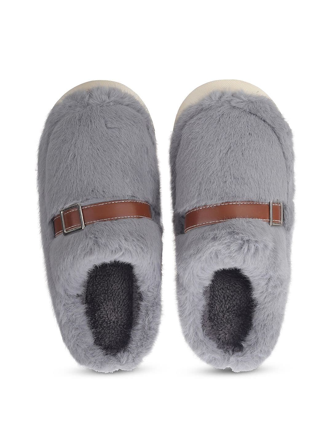 CASSIEY Men Winter Comfy Fur Room Slippers With Buckle Detail - view 1