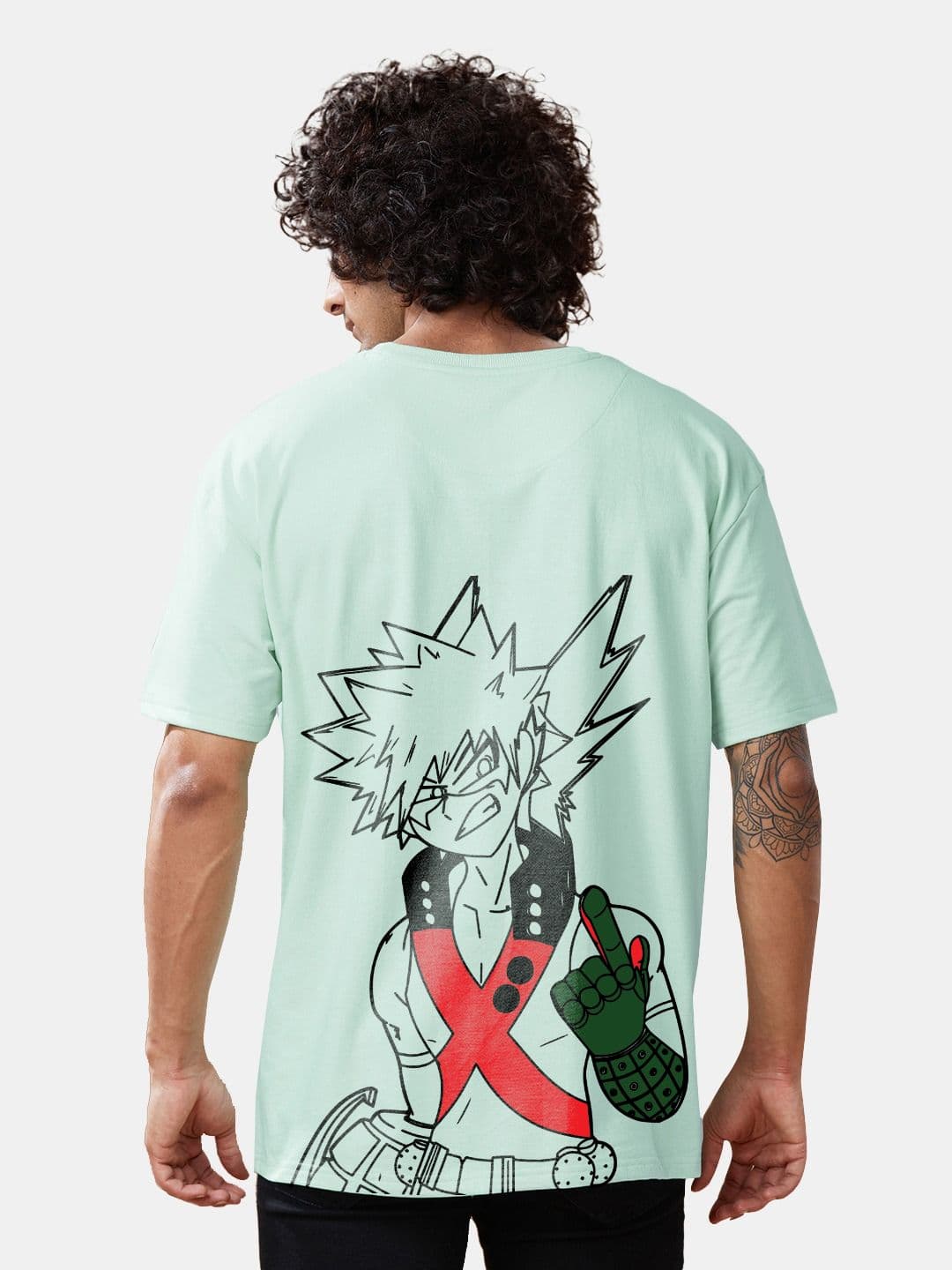 Crazymonk Men Anime Katsuki Bakugo Printed Oversized Cotton T-shirt - view 1