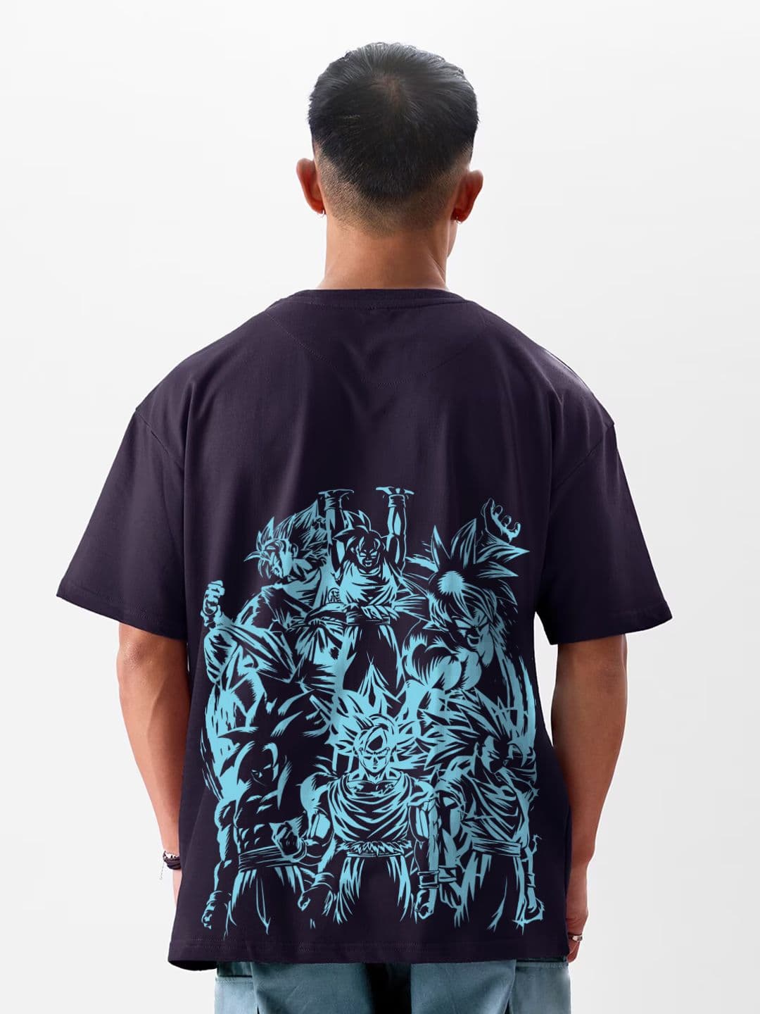 Crazymonk Men Anime Oversized Graphic Goku Printed Drop Shoulder Sleeves Cotton T-shirt - view 1