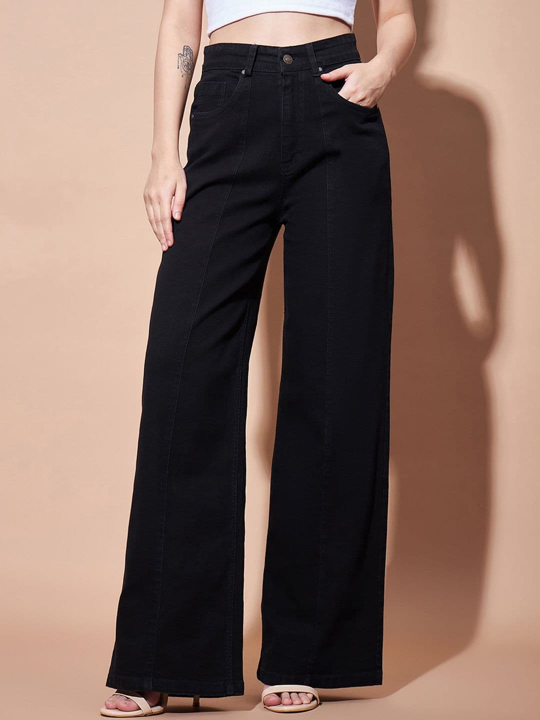 SASSAFRAS BASICS Women Clean Look No Fade High-Rise Straight Fit Jeans - view 1