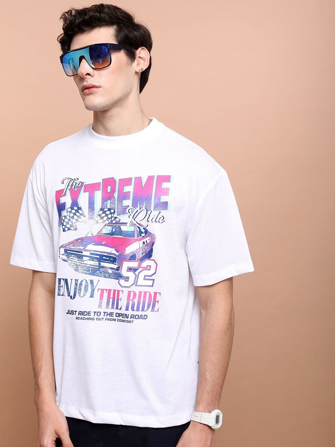 HIGHLANDER Unisex Typography Printed Applique Drop-Shoulder Oversized T-shirt - view 1