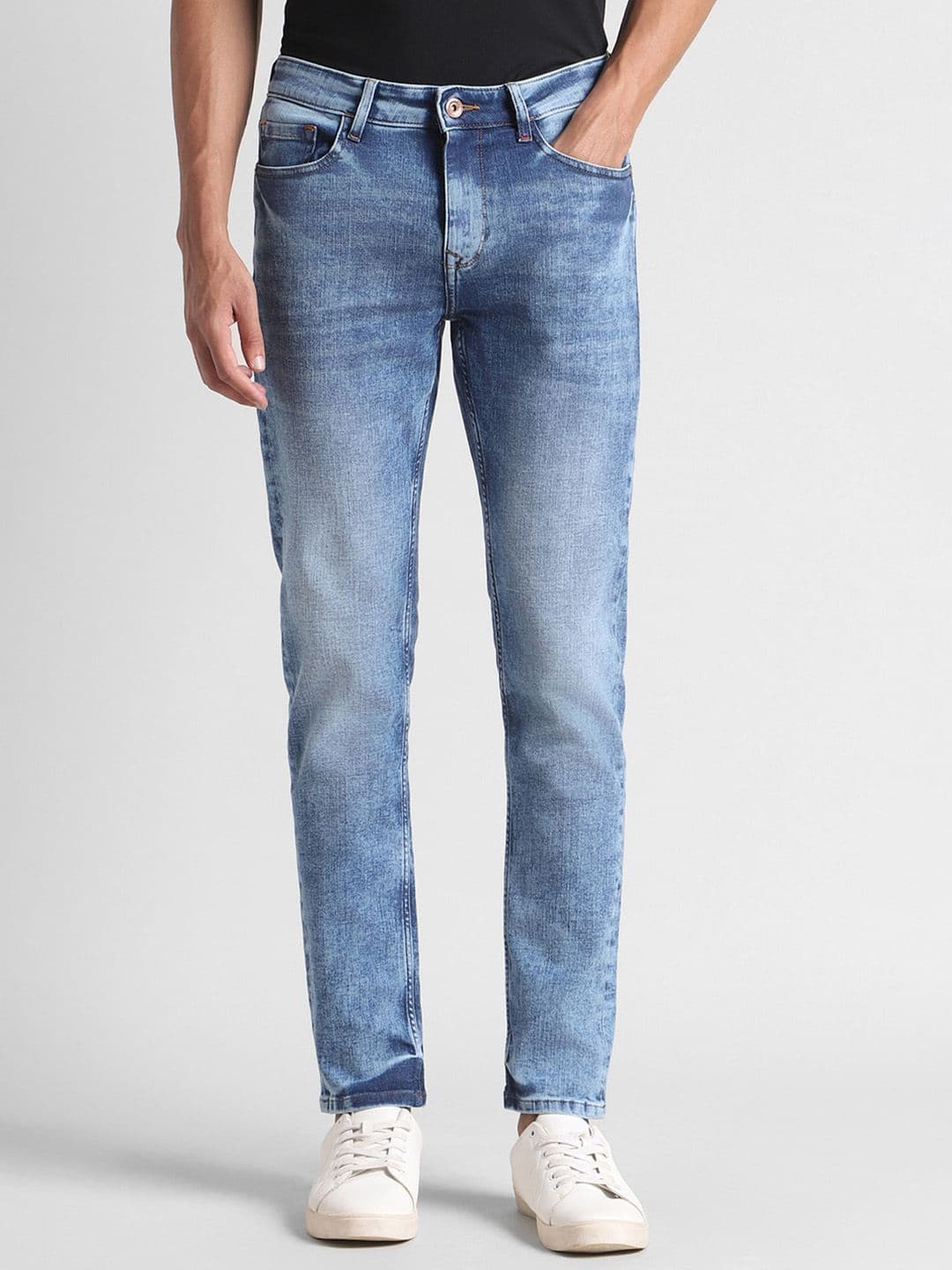 SIMON CARTER LONDON Men Clean Look Slim Fit Heavy Fade Stretchable Jeans - view 1