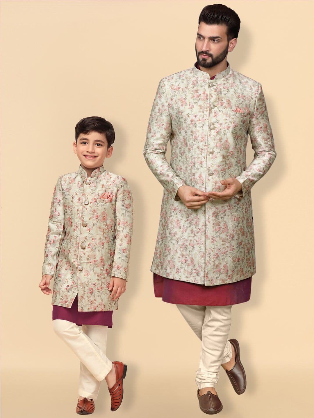 KISAH Men Self-designed Kurta Indowestern Sherwani Set