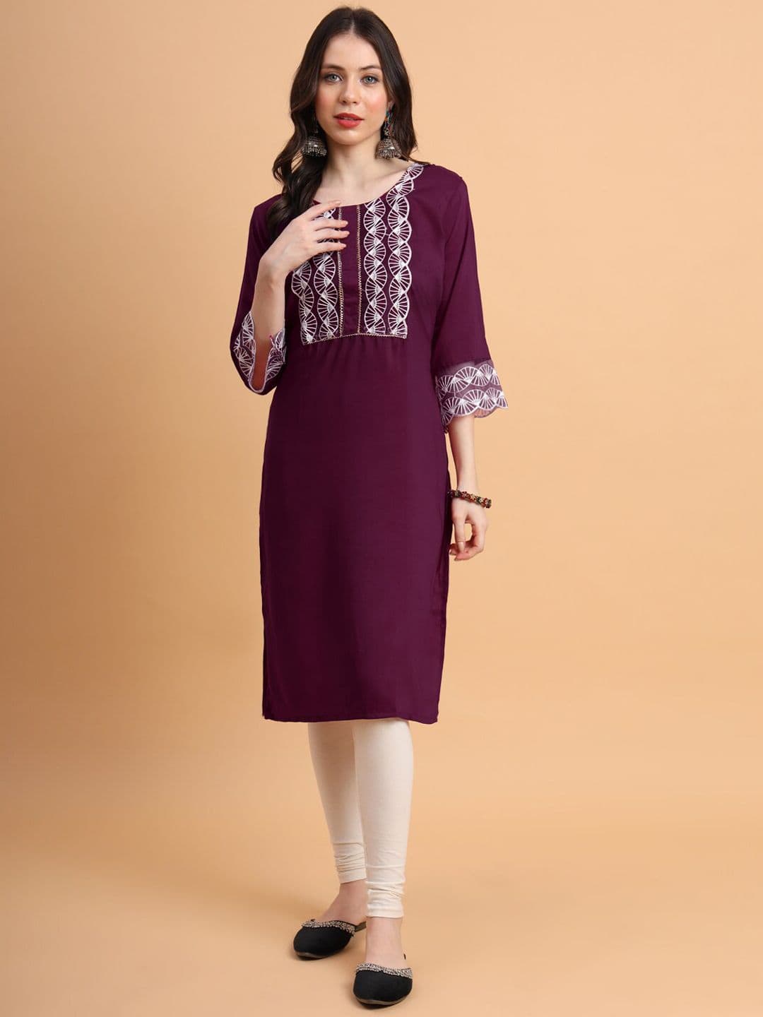 HERE&NOW Geometric Yoke Design Gotta Patti Kurta - view 1