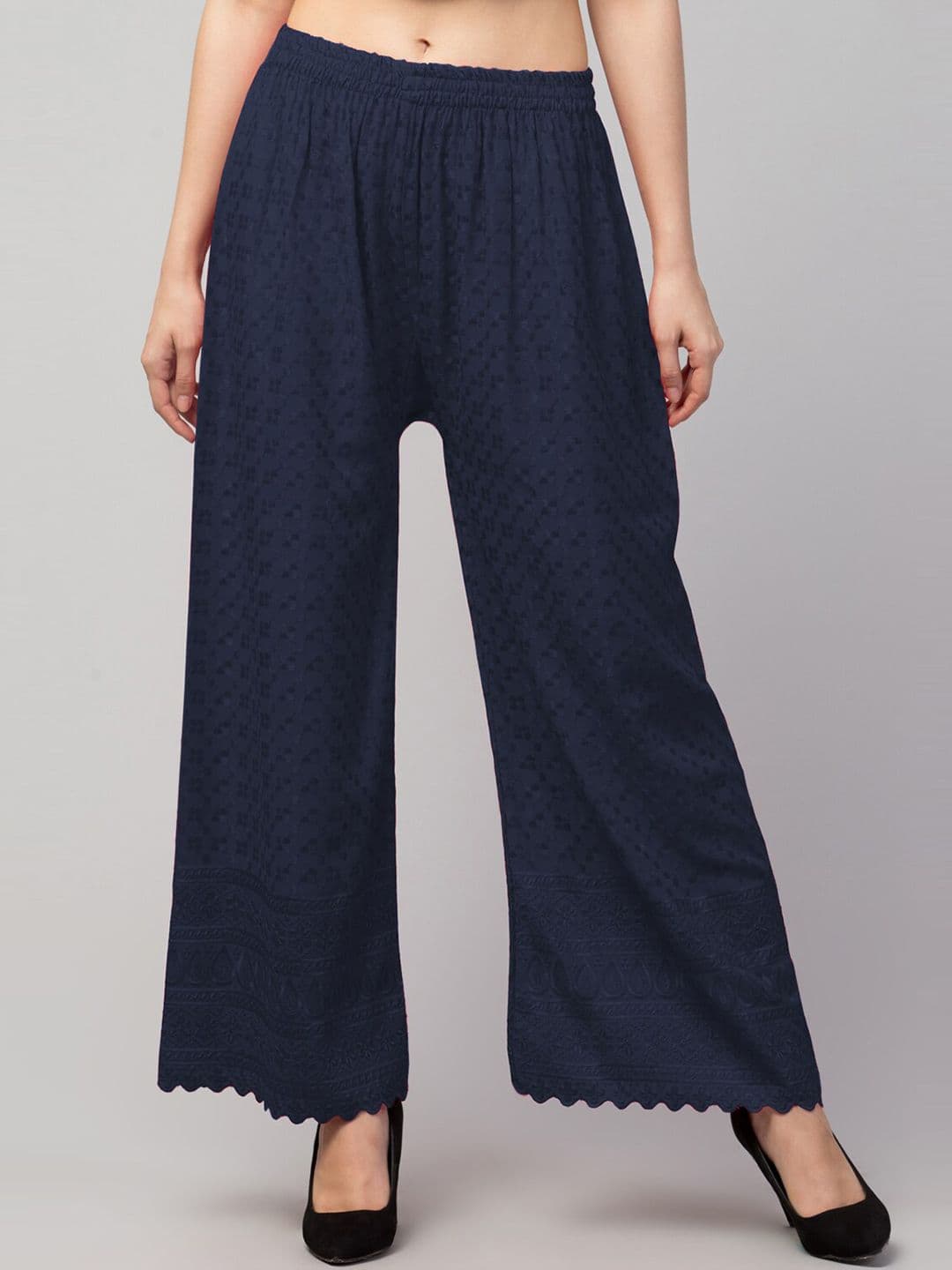 Trend Level Ethnic Motifs Embroidered Wide Leg Palazzos - view 1