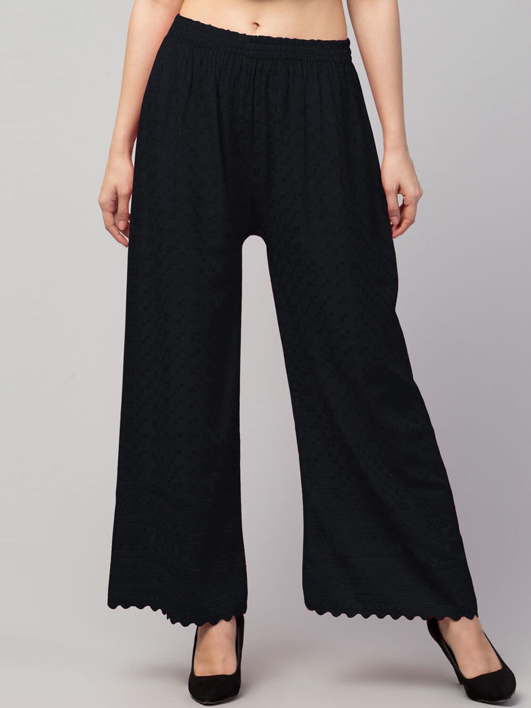 Trend Level Ethnic Motifs Embroidered Wide Leg Palazzos - view 1