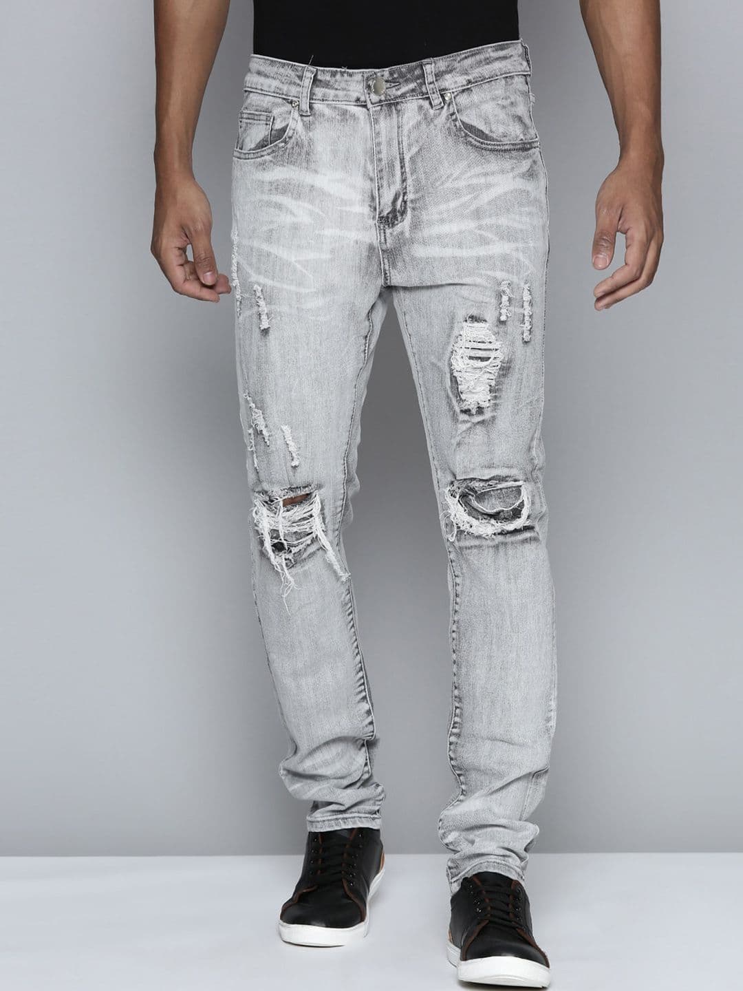 WAIMEA Men Mid Rise Hollywood Skinny Fit Highly Distressed Heavy Fade Stretchable Jeans - view 1