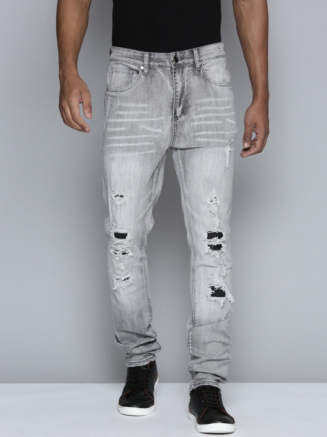 WAIMEA Men Mid Rise Hollywood Skinny Fit Mildly Distressed Heavy Fade Stretchable Jeans - view 1