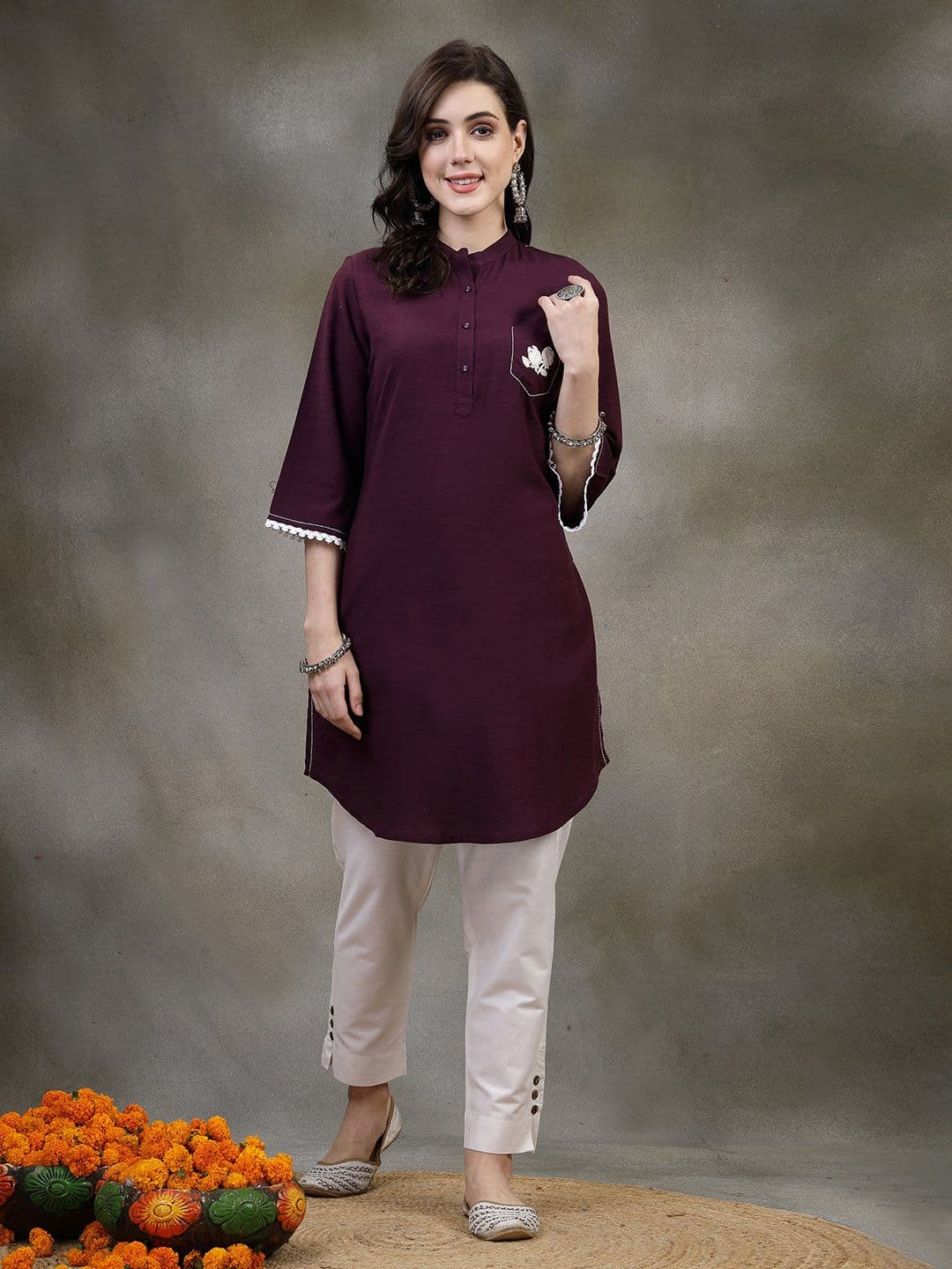 Nayam By Lakshita Women Embroidered Pure Cotton Kurti - view 1