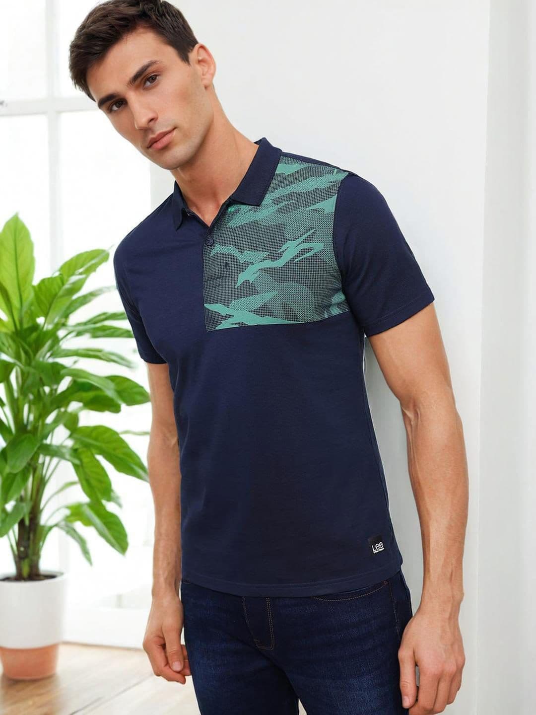 Lee Printed Polo Collar Cotton Slim Fit T-shirt - view 1