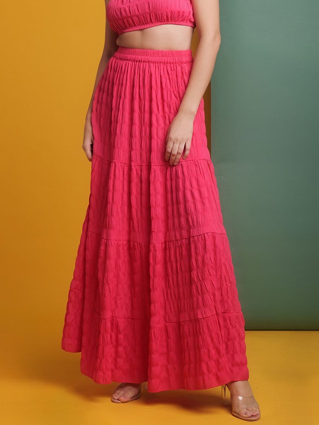 Freehand by The Indian Garage Co Self Design Gathered Maxi Tiered Skirt - view 1
