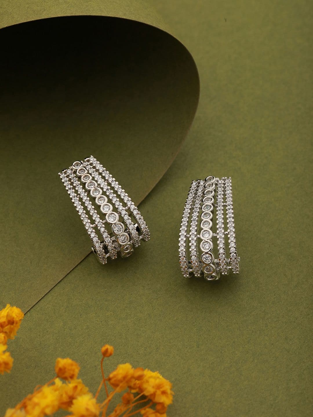 Saraf RS Jewellery Silver-Plated Contemporary Studs Earrings - view 1