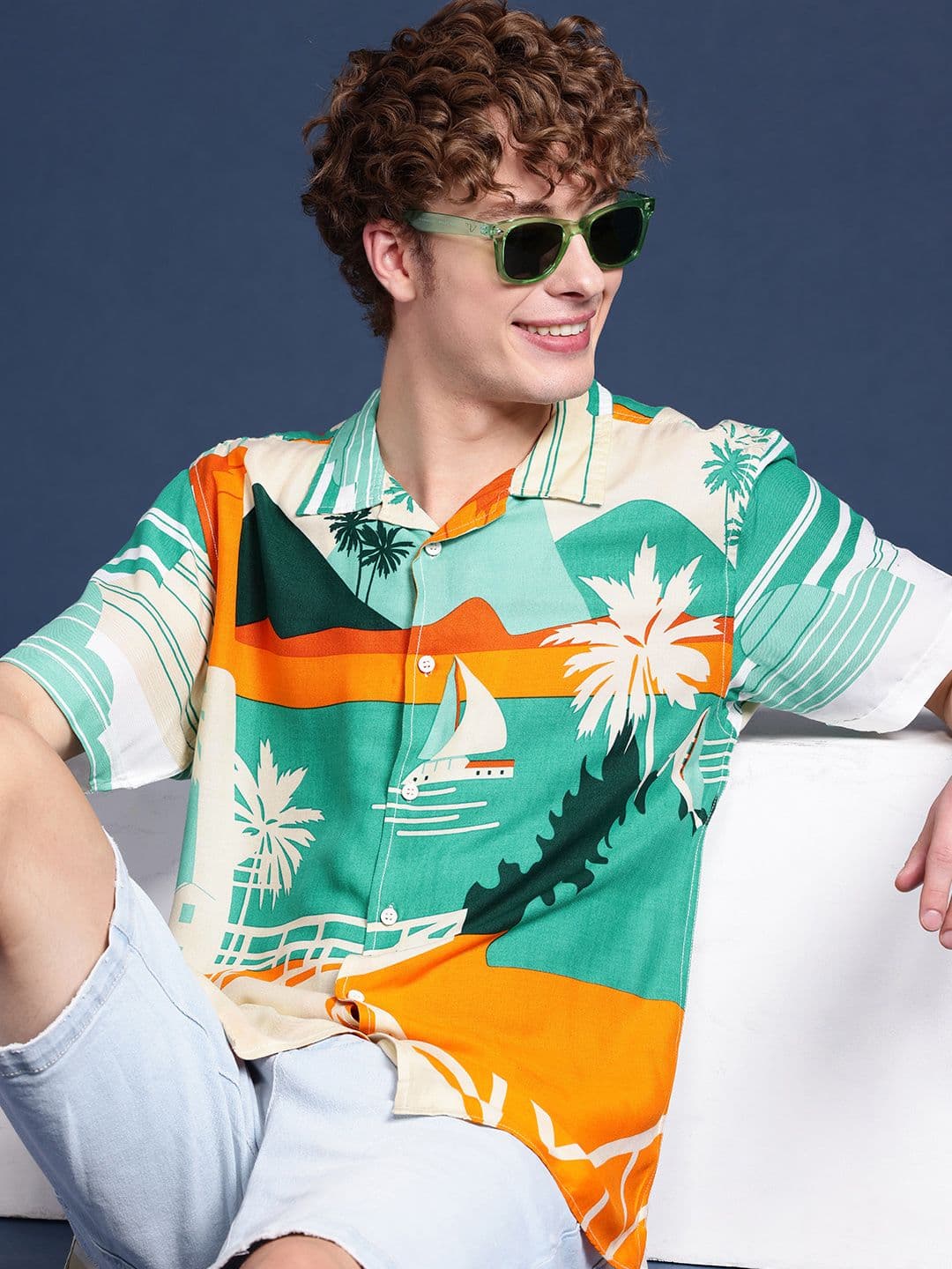 Mast & Harbour Men Slim Fit Floral Tropical Opaque Print Casual Shirt - view 1