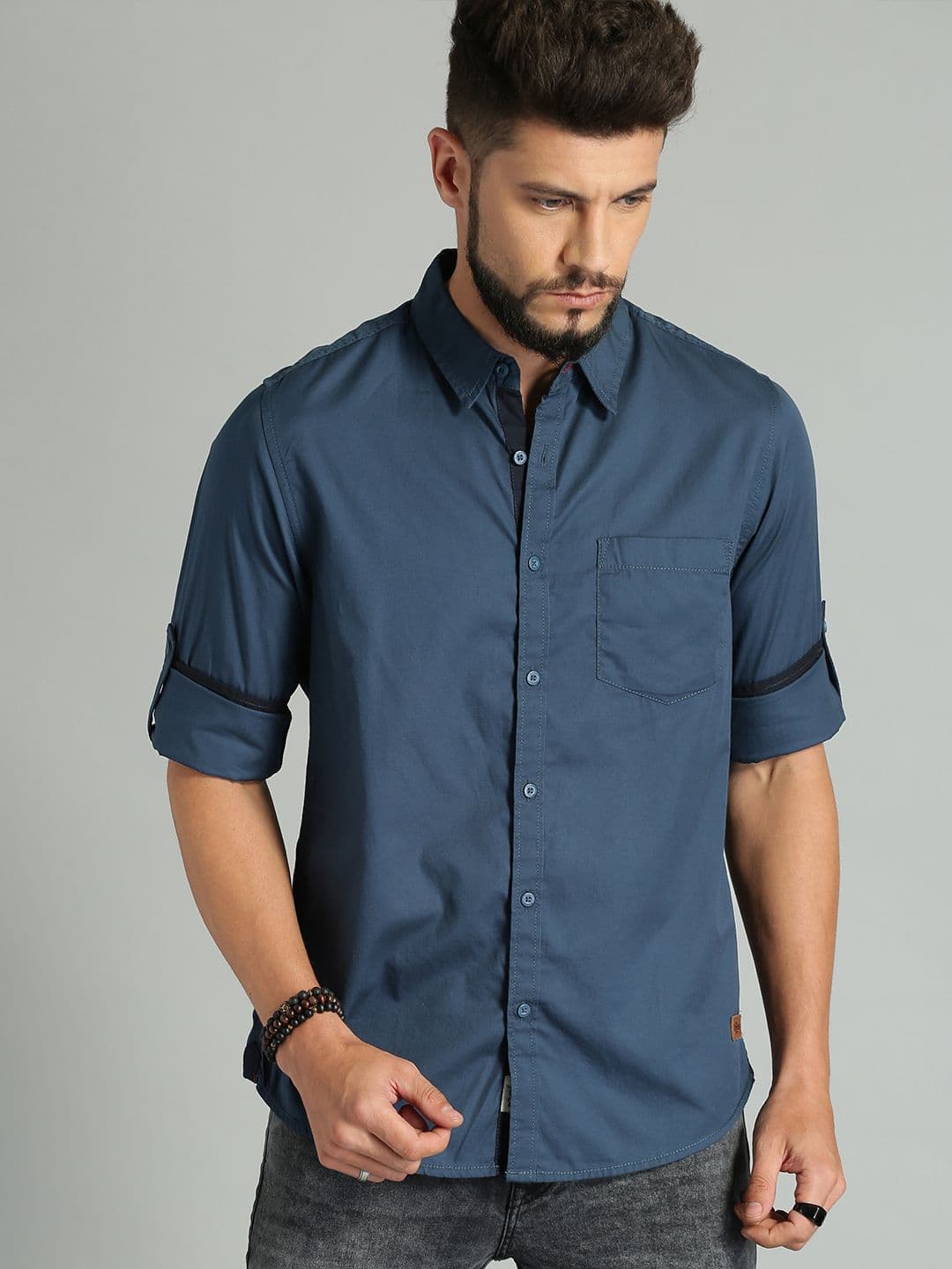 Roadster Men Teal Blue Fit Solid Casual Shirt - view 1
