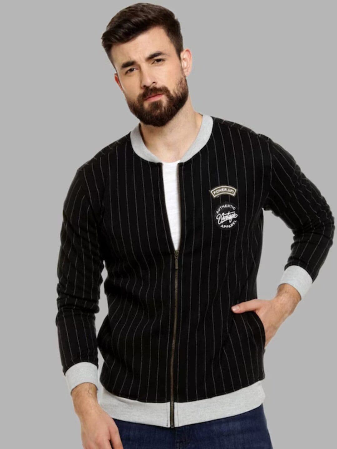 CAHOOT Campus Sutra Striped Windcheater Bomber Jacket - view 1