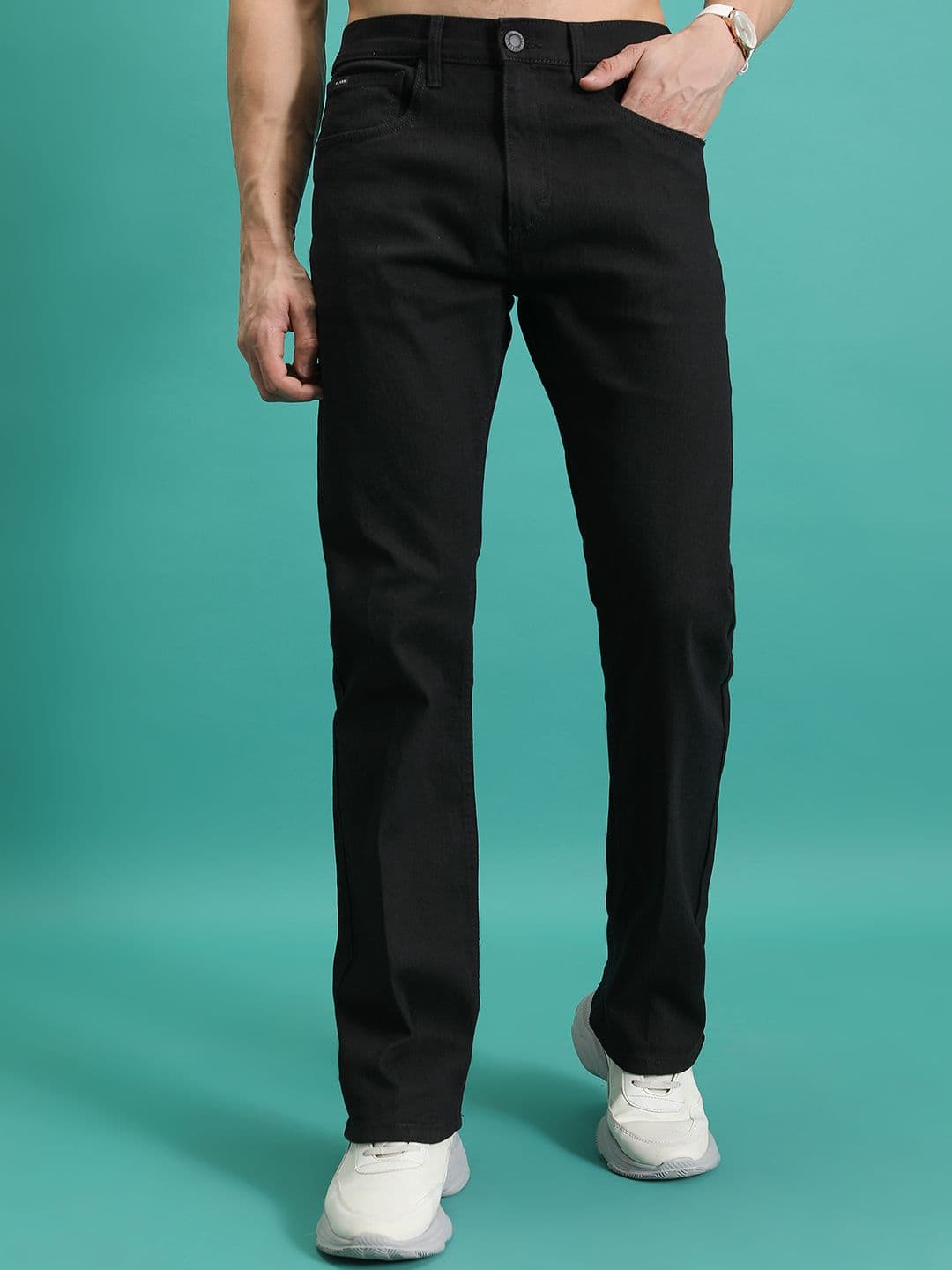 HIGHLANDER Men Bootcut Mid Rise Clean Look Stretchable Jeans - view 1