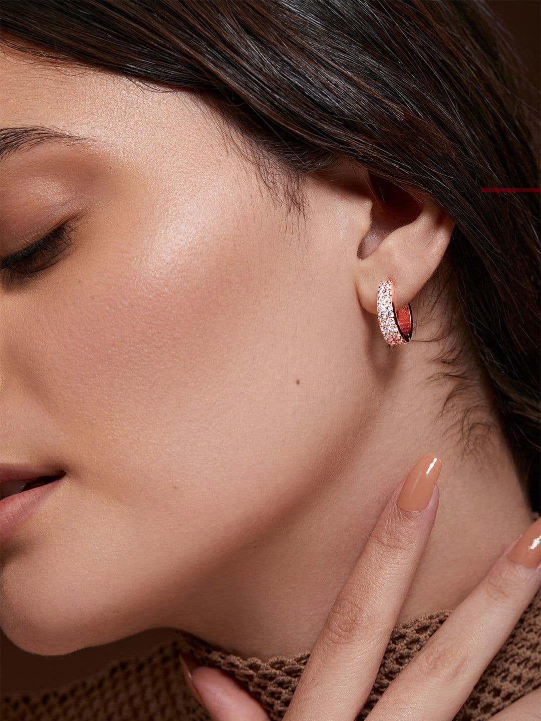 MINUTIAE Rose Gold Plated Geometric Hoop Earrings - view 1