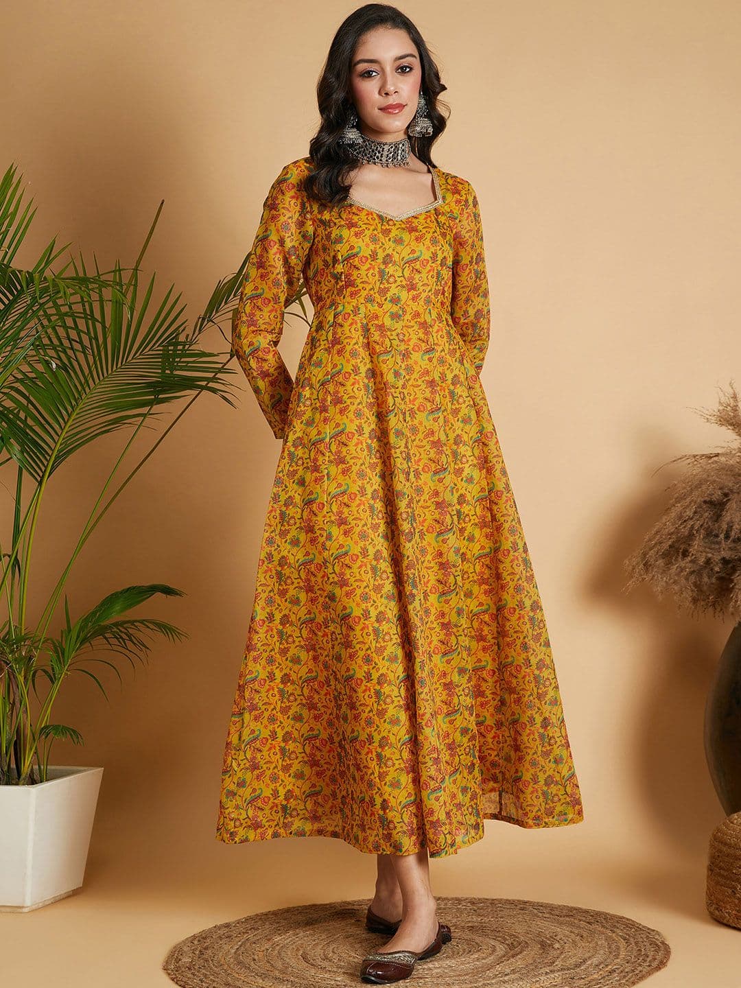 Shae by SASSAFRAS Floral Printed Fit & Flare Midi Ethnic Dresses - view 1